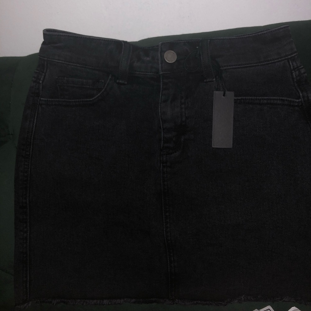 Black Faded Denim skirt